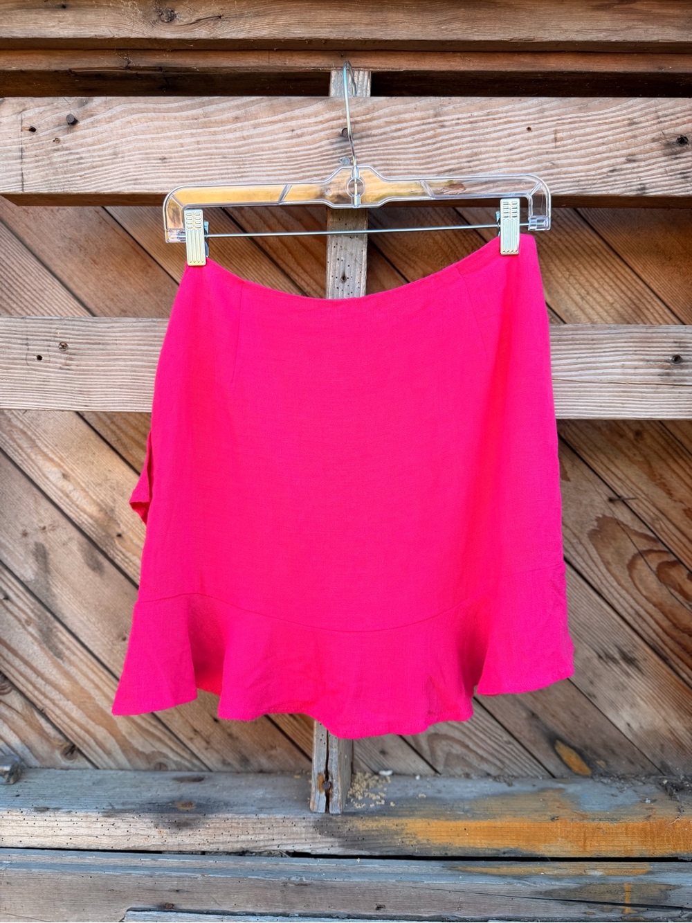 Love Tree Fuchsia Ruffle Wrap Mini Skirt - Picture 4 of 4